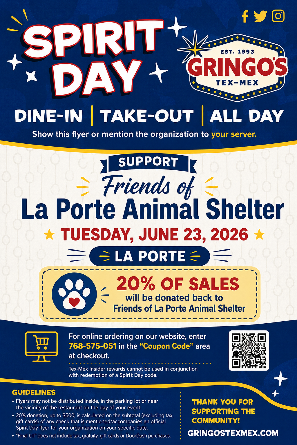 Gringo's Spirit Day Flyer